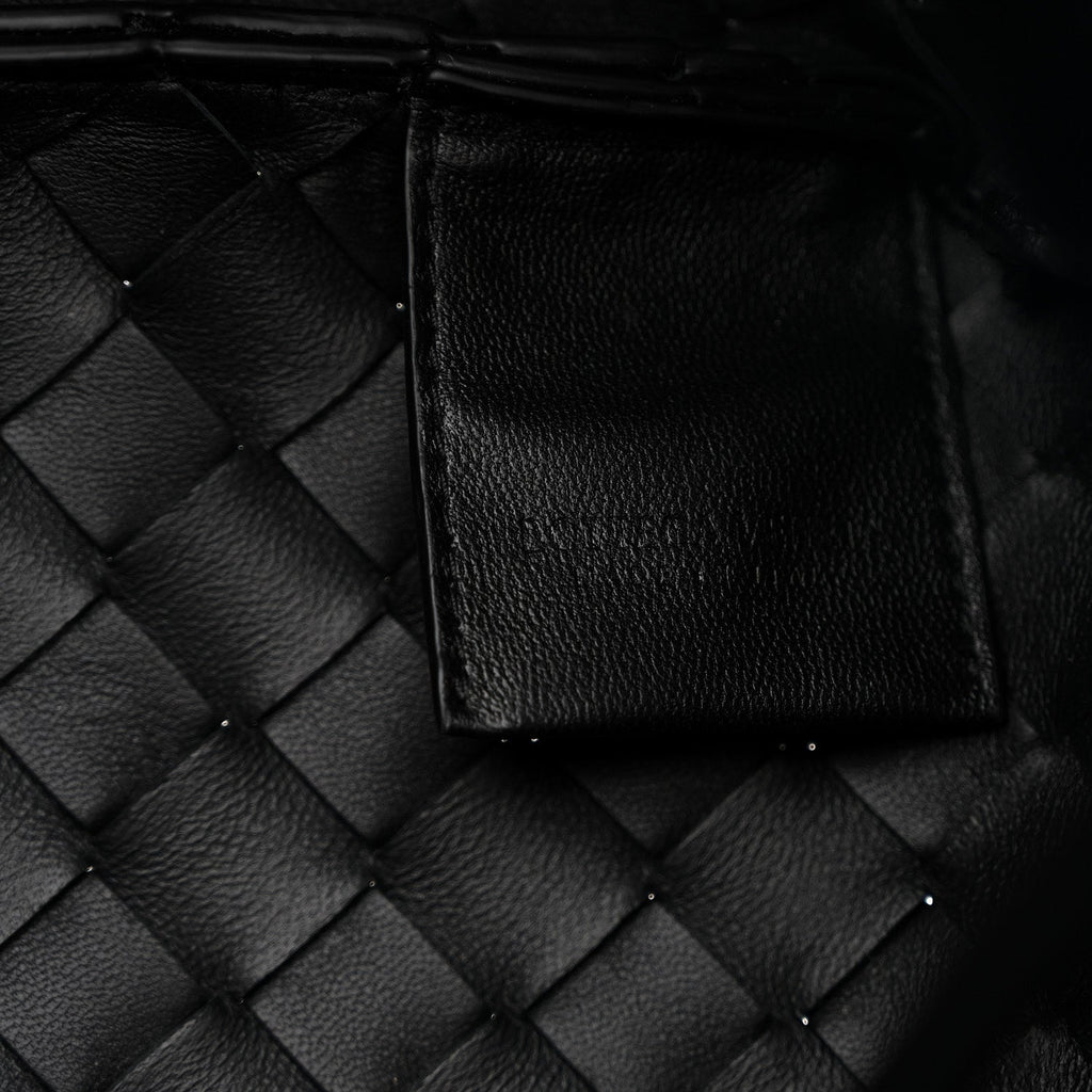 Nappa Intrecciato Small Campana Shoulder Bag Black