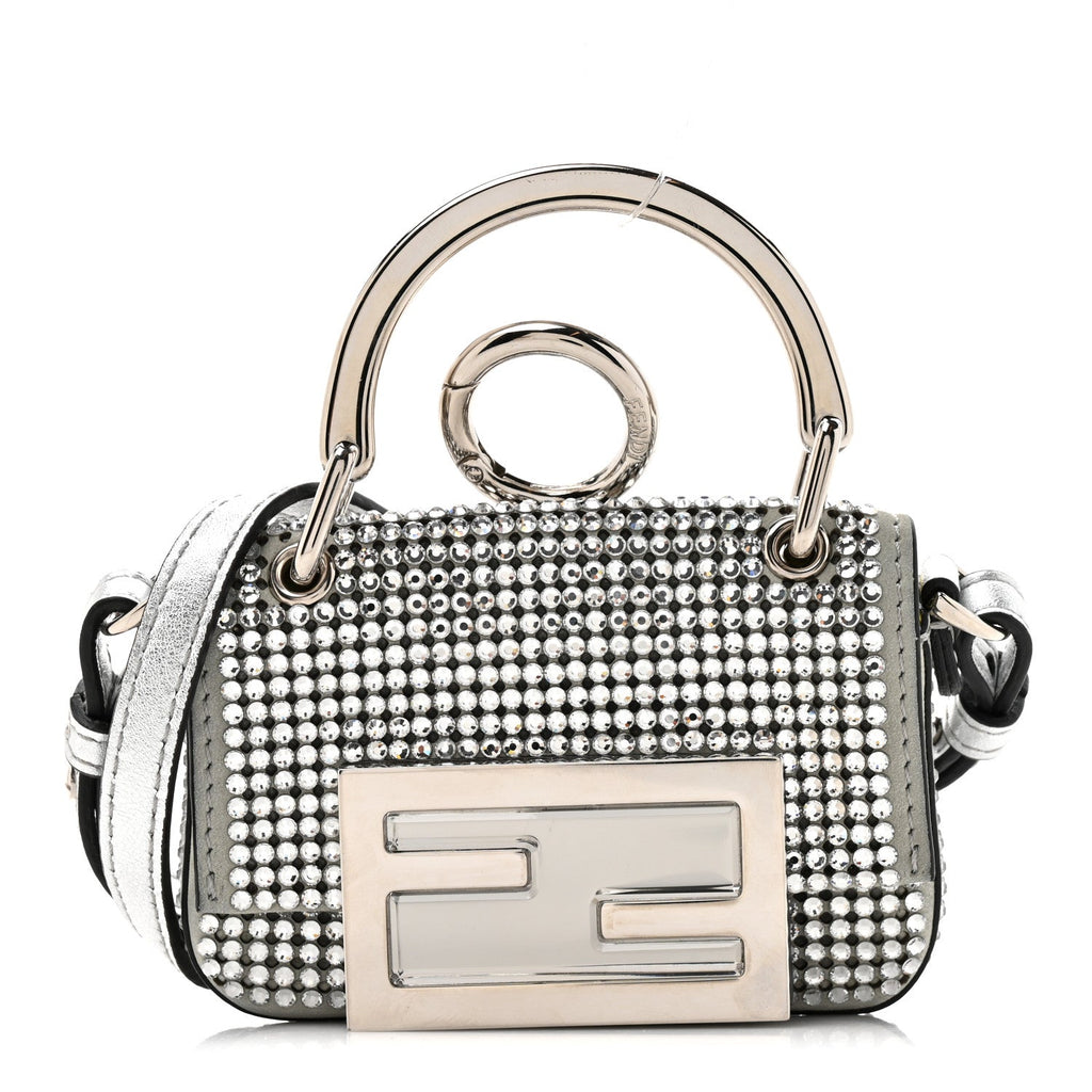 Nubuck Crystal Catalan Mirror Nano Maxi Buckle Baguette Charm Pietra Argento