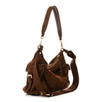 Suede Large Explore Shoulder Bag Cocoa Brown