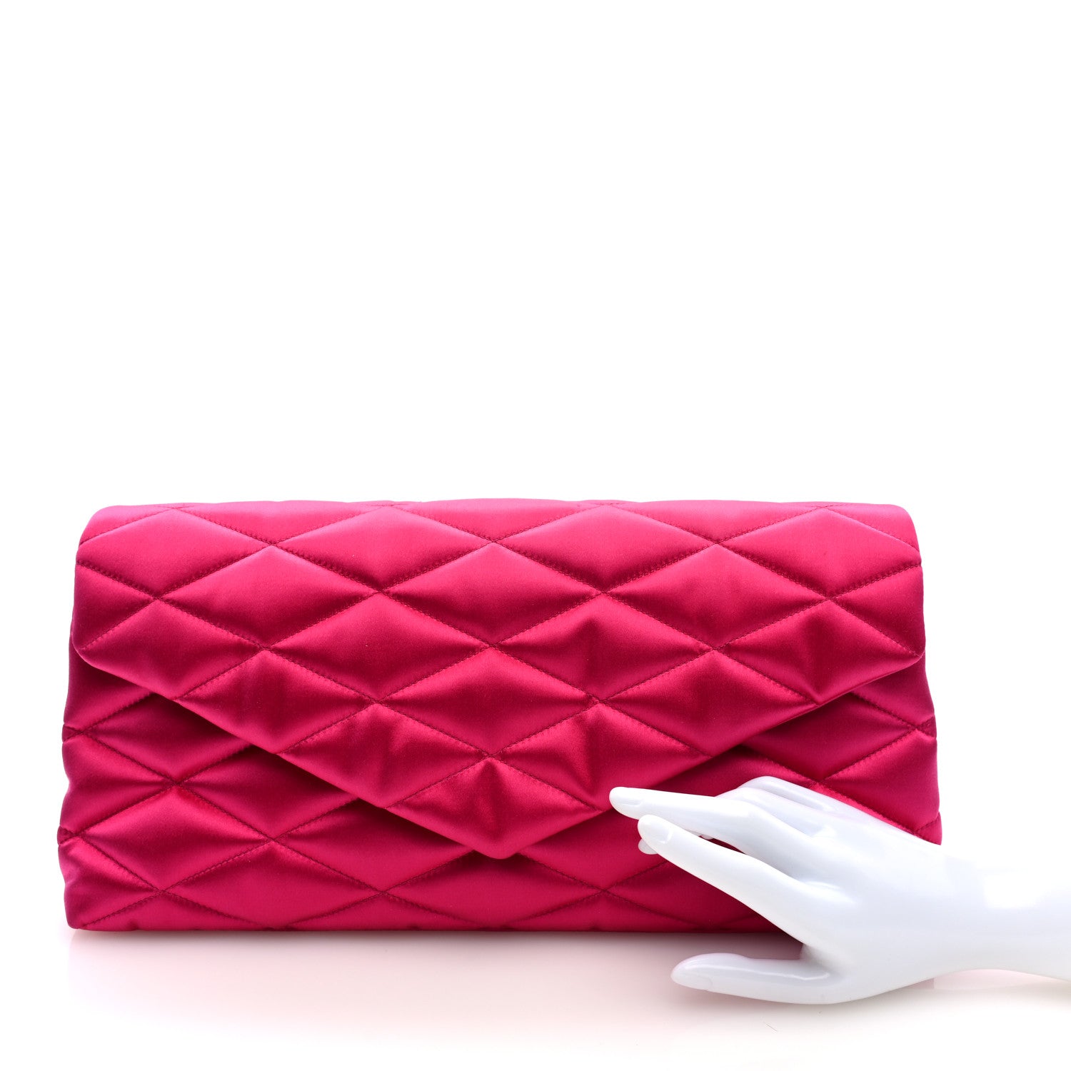 Satin Quilted Sade Puffer Envelope Clutch Bubblegum