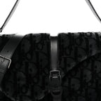 Oblique Mink Fur Saddle Soft Bag Dark Grey