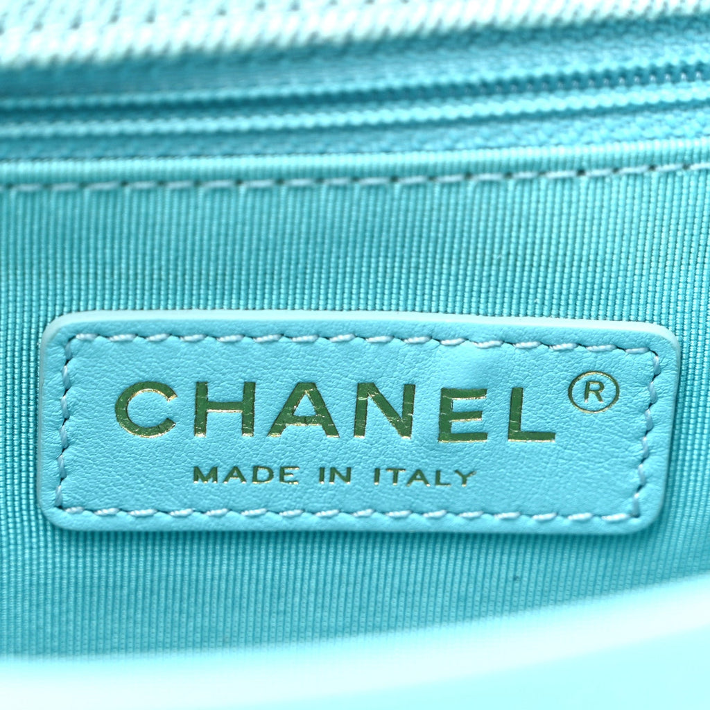 Denim Quilted Small Messenger Flap Neon Blue