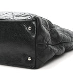 Glazed Calfskin Large On The Road Tote Black