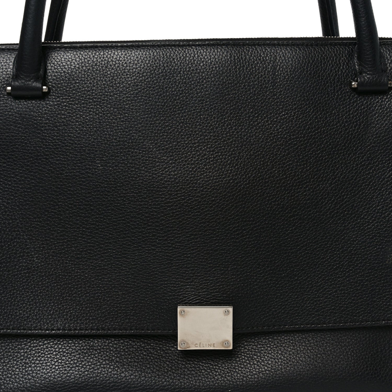 Drummed Calfskin Suede Double Zip Trapeze Black