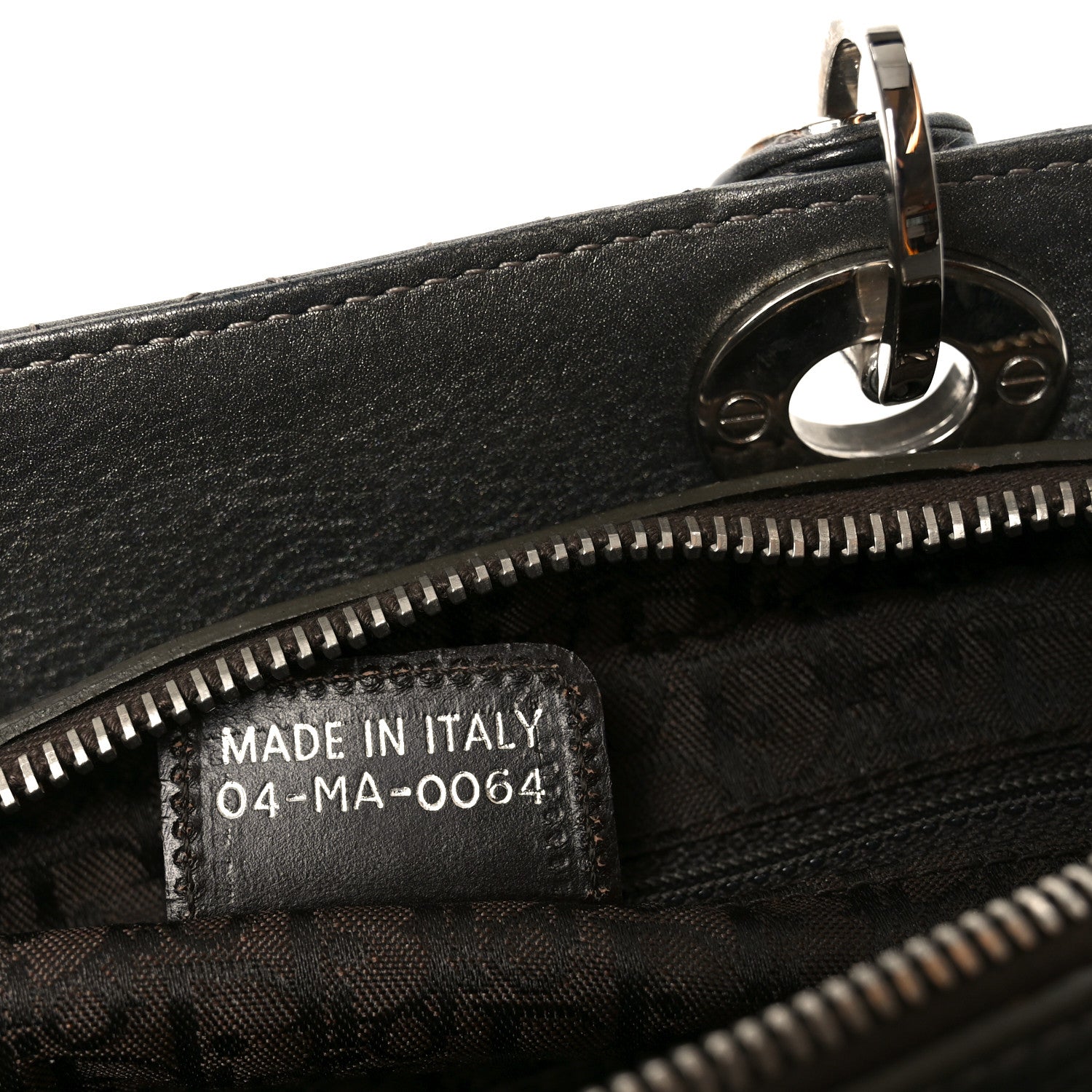 Metallic Calfskin Cannage Stitched Small East West Lady Dior Bronze