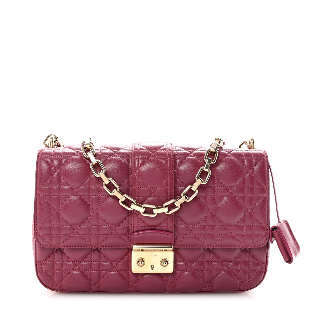 Lambskin Cannage Medium Miss Dior Flap Fuchsia