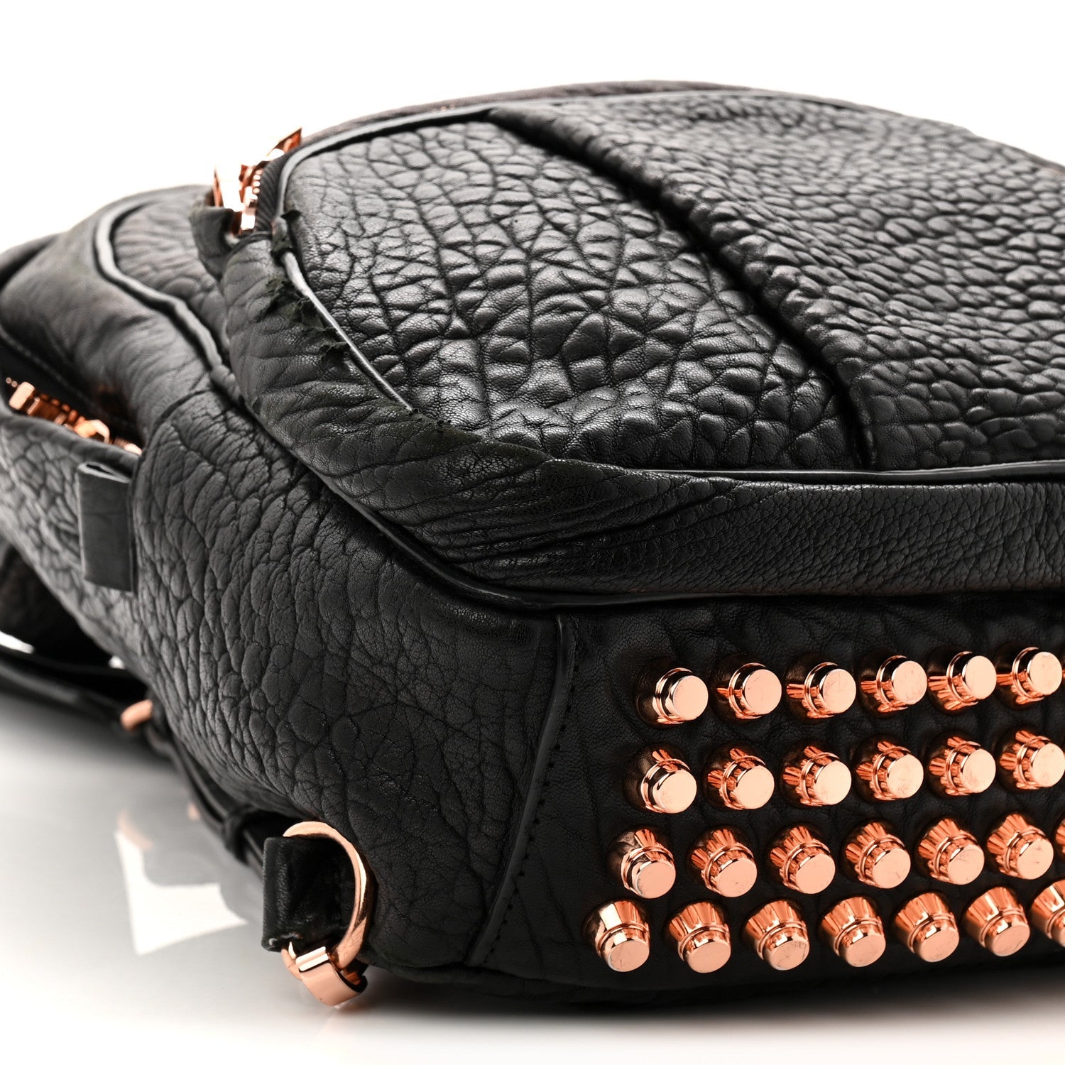Pebbled Lambskin Dumbo Backpack Black Rose Gold Hardware