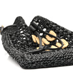 Raffia Crochet Drawstring Pouch Black Naturale