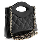 Shiny Crumpled Calfskin Quilted Nano 31 Shopping Bag Black
