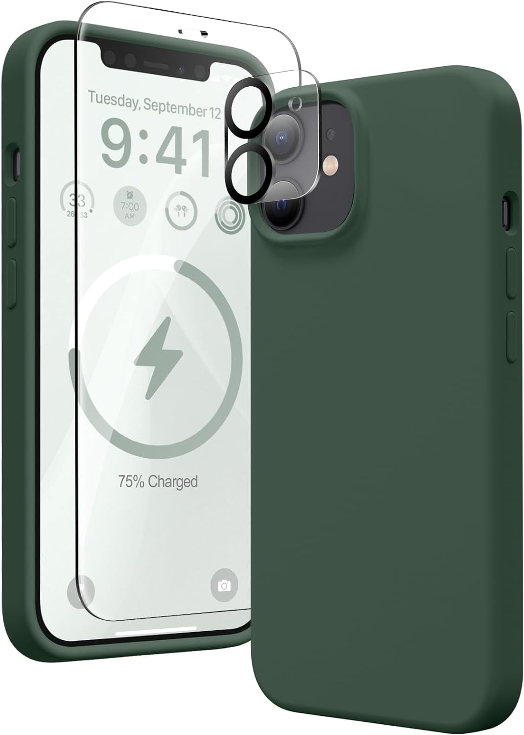 Entronix Bundle Compatible with iPhone 11 - Liquid Silicone Case, 1 Clear Screen Protector & 1 Camera Lens Protector