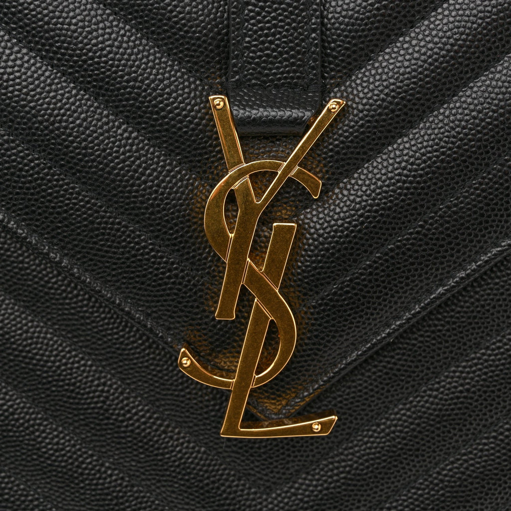 Grain De Poudre Matelasse Chevron Large Monogram Satchel Black