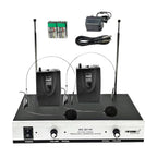 2 Channel Wireless Microphones w 2 Headset Portable Mini Mic Headset Microfono Inalambricos with Receiver - WM 301 HH