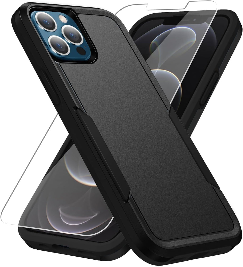 Entronix Bundle Compatible with iPhone 14 Pro Max - Soft-Touch Dual-Layer Case & 1 Clear Screen Protector