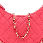 Lambskin Quilted Small Hobo Bag Pink