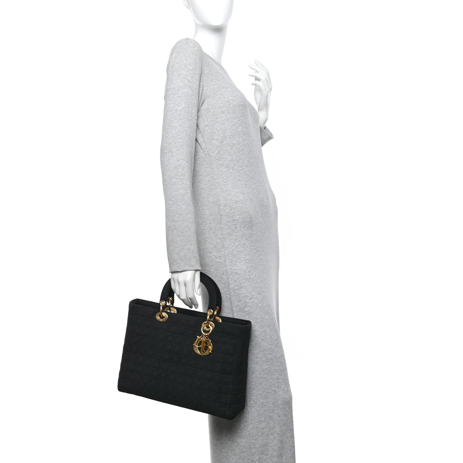 Nylon Cannage Large Lady Dior Black