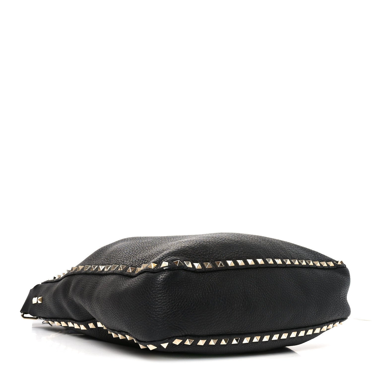 Pebbled Calfskin Large Rockstud Flip-Lock Messenger Bag Black