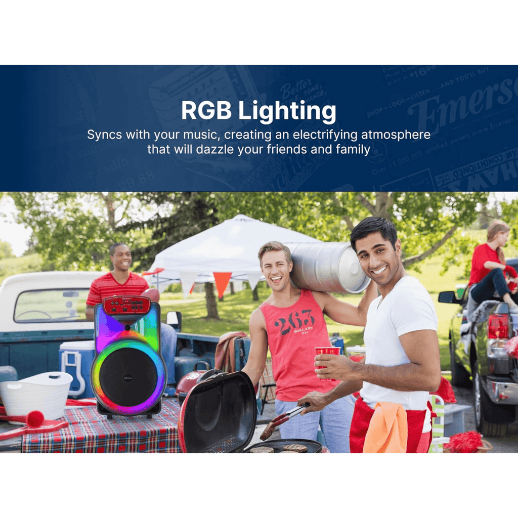 Portable Bluetooth 15" Party Speaker with Flame Lighting
