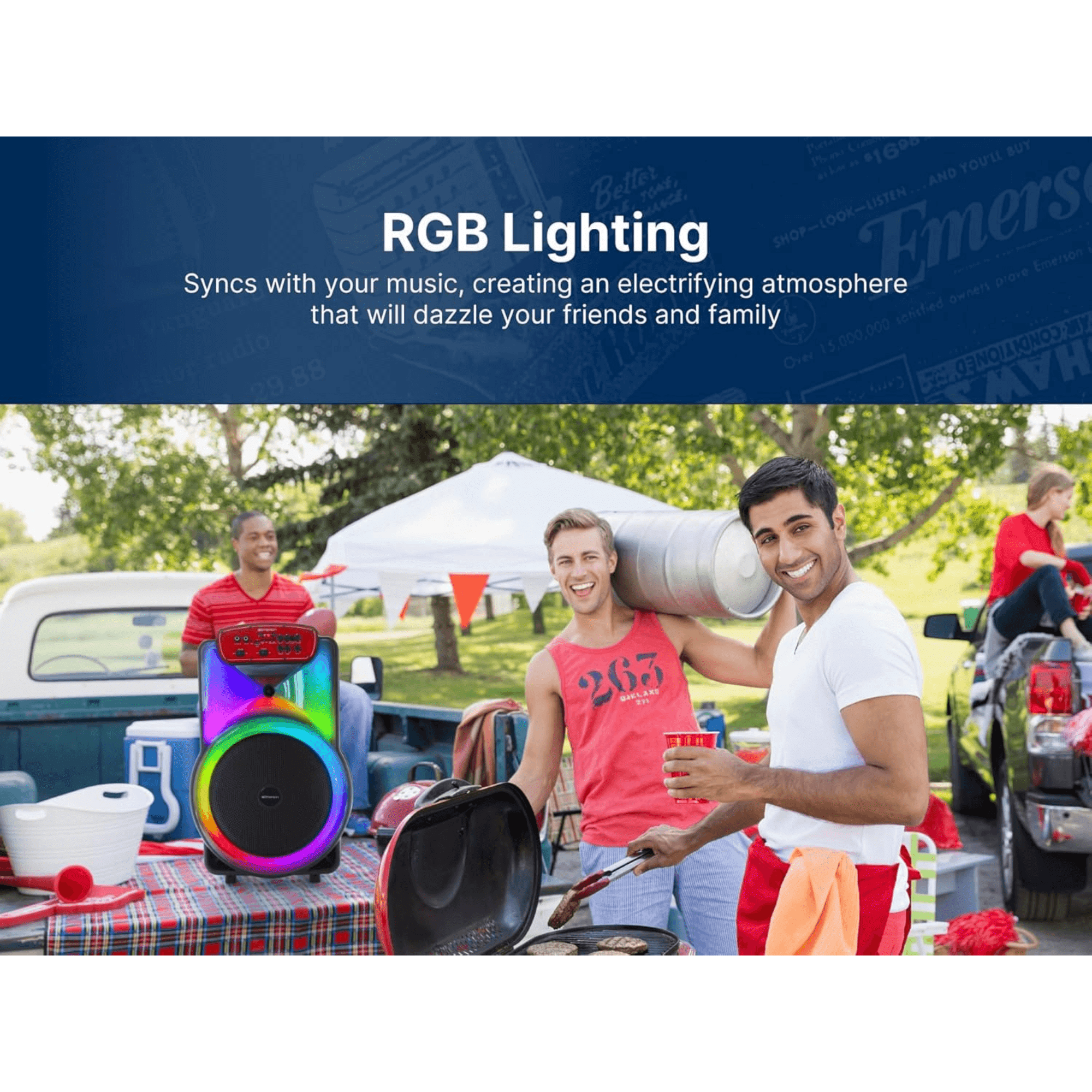 Portable Bluetooth 15" Party Speaker with Flame Lighting
