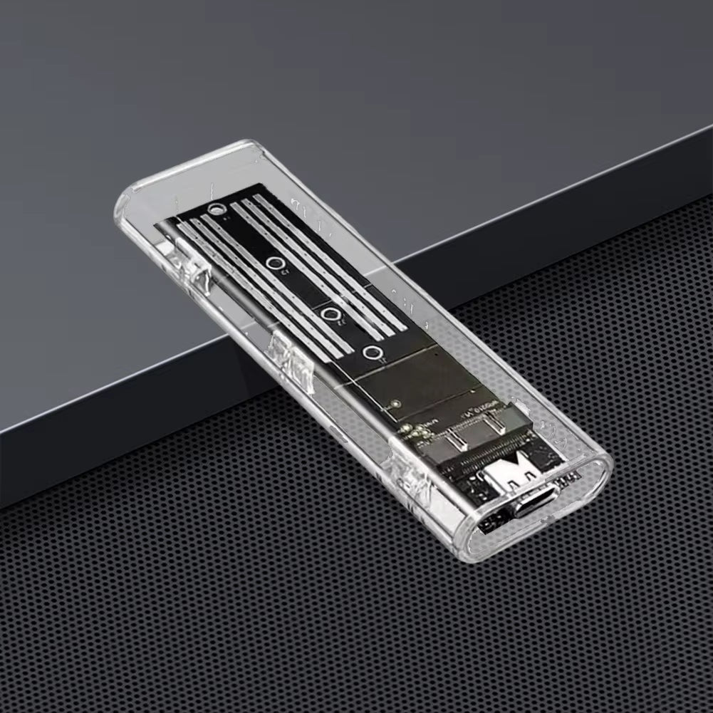 M.2 NGFF SATA Type C USB 3.1 External SSD Enclosure - 10Gbps Transparent Case for 2230/2242/2260/2280 Drives