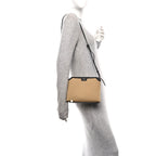 Canvas Calfskin Medium Lina Crossbody Bag Black Honey
