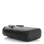 Caviar Quilted Small Vertical Coco Beauty Vanity Case With Chain Black