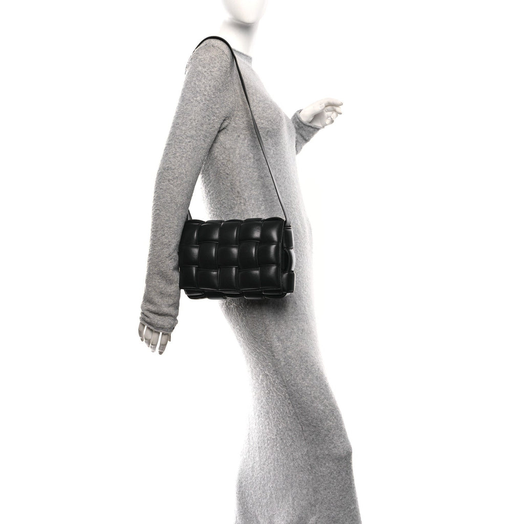 Nappa Maxi Intreccio Padded Cassette Crossbody Bag Black