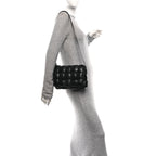 Nappa Maxi Intreccio Padded Cassette Crossbody Bag Black