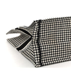 Canvas Houndstooth Embroidered Large Book Tote Black White