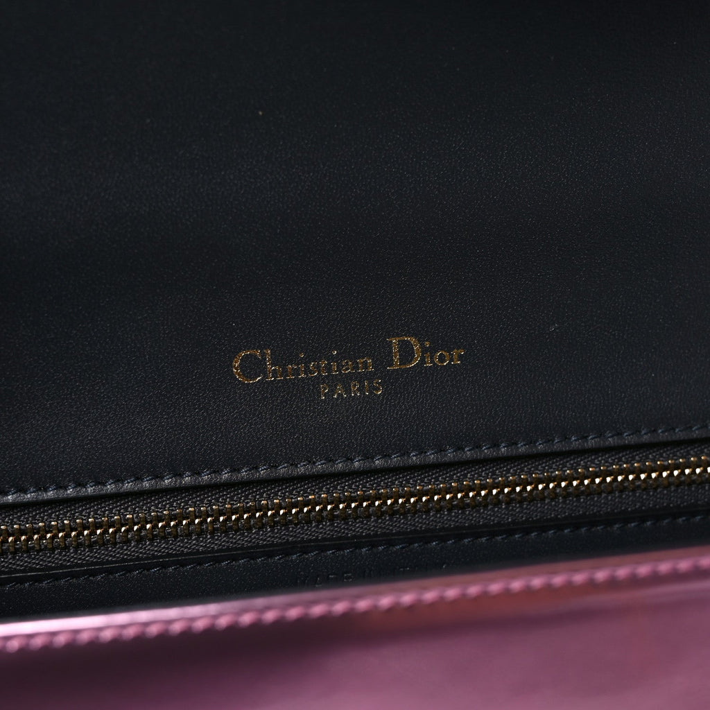 Metallic Patent Micro-Cannage Medium Diorama Flap Bag Pink