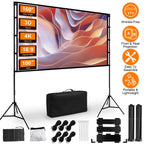 100 inch Options Projector Screen with Stand 16:9 4K HD Rear Front Wrinkle-Free Portable And Foldable Movie Screen with Carry Bag For Indoor Outdoor Home Theater Backyard Cinema
