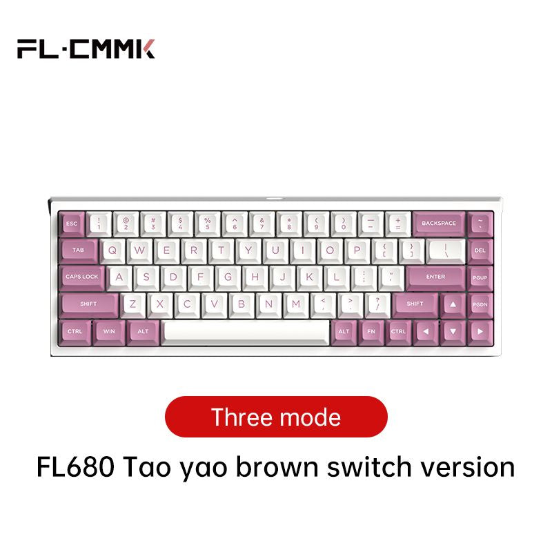 Three-Mode Mechanical Keyboard 68 Keys RGB Hot-Swappable 2.4G Wireless Bluetooth Wired Win/Mac/iPad - -G Brown switch