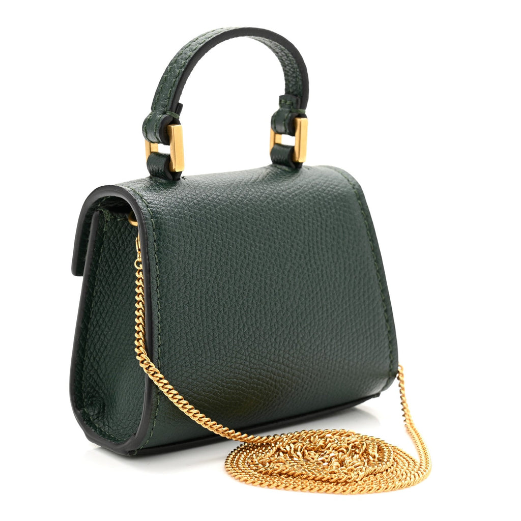 Calfskin Micro VSling Top Handle Shoulder Bag  Green