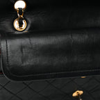 Lambskin Quilted Medium Double Flap Black
