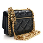 Lambskin Enamel Quilted Pending CC Clutch With Chain Black