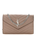 Grain De Poudre Matelasse Chevron Monogram Chain Wallet Taupe