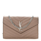Grain De Poudre Matelasse Chevron Monogram Chain Wallet Taupe