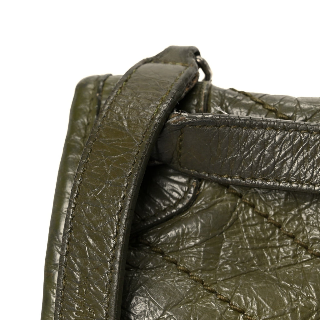 Crinkled Lambskin Matelasse Monogram Baby Niki Chain Satchel Seawood