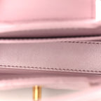 Shiny Aged Calfskin Quilted Mini Nano Kelly Shopper Light Pink