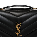 Lambskin Chevron Quilted Medium Loulou Black