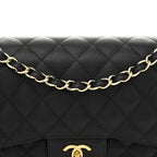 Caviar Quilted Jumbo Double Flap Black