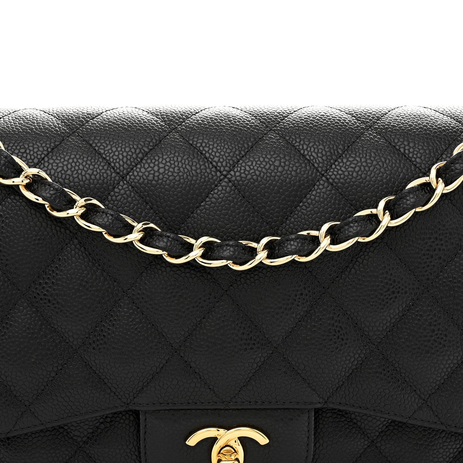 Caviar Quilted Jumbo Double Flap Black