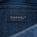 Denim Shearling Hieroglyph Flap Blue