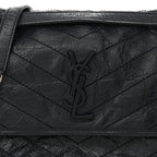 Crinkled Calfskin Matelasse Monogram Medium Niki Chain Satchel Deep Marine