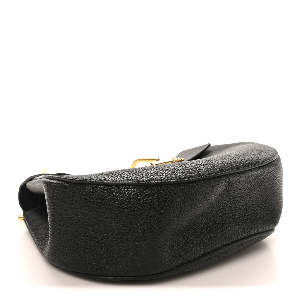 Grained Lambskin Drew Shoulder Bag Black
