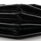 Crocodile Accordion Flap Shoulder Bag Black