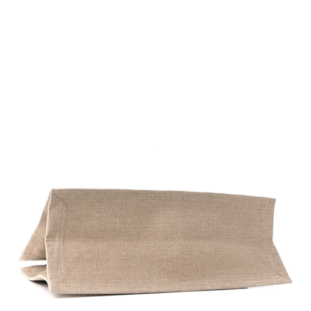 Linen Calfskin Small Rive Gauche Tote Greggio Natural