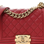 Caviar Quilted Small Boy Flap Fuchsia