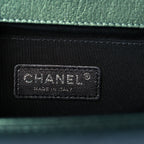 Iridescent Goatskin Quilted Medium Boy Flap Green