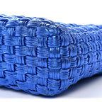 Metallic Woven Calfskin Trifolio Shoulder Bag Bluette