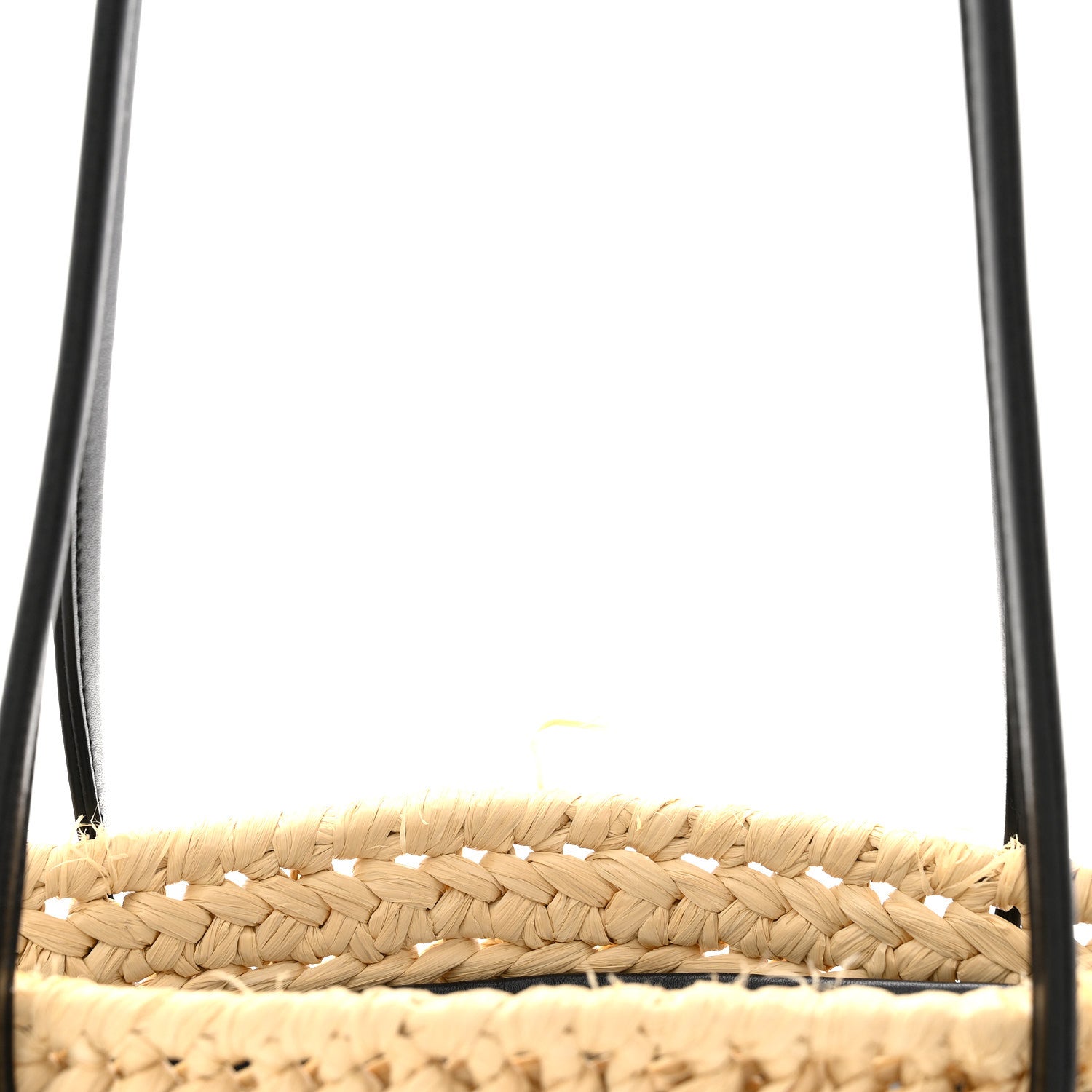 Raffia Calfskin Small Arco Basket Black